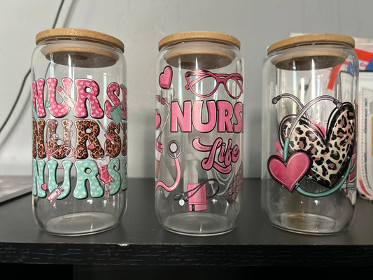 Nurse Theme 160z Libbey glass