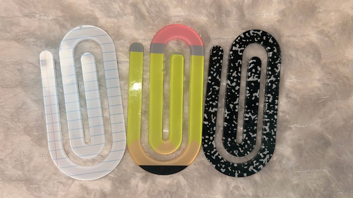 Jumbo School Theme Paper Clip Bookmark