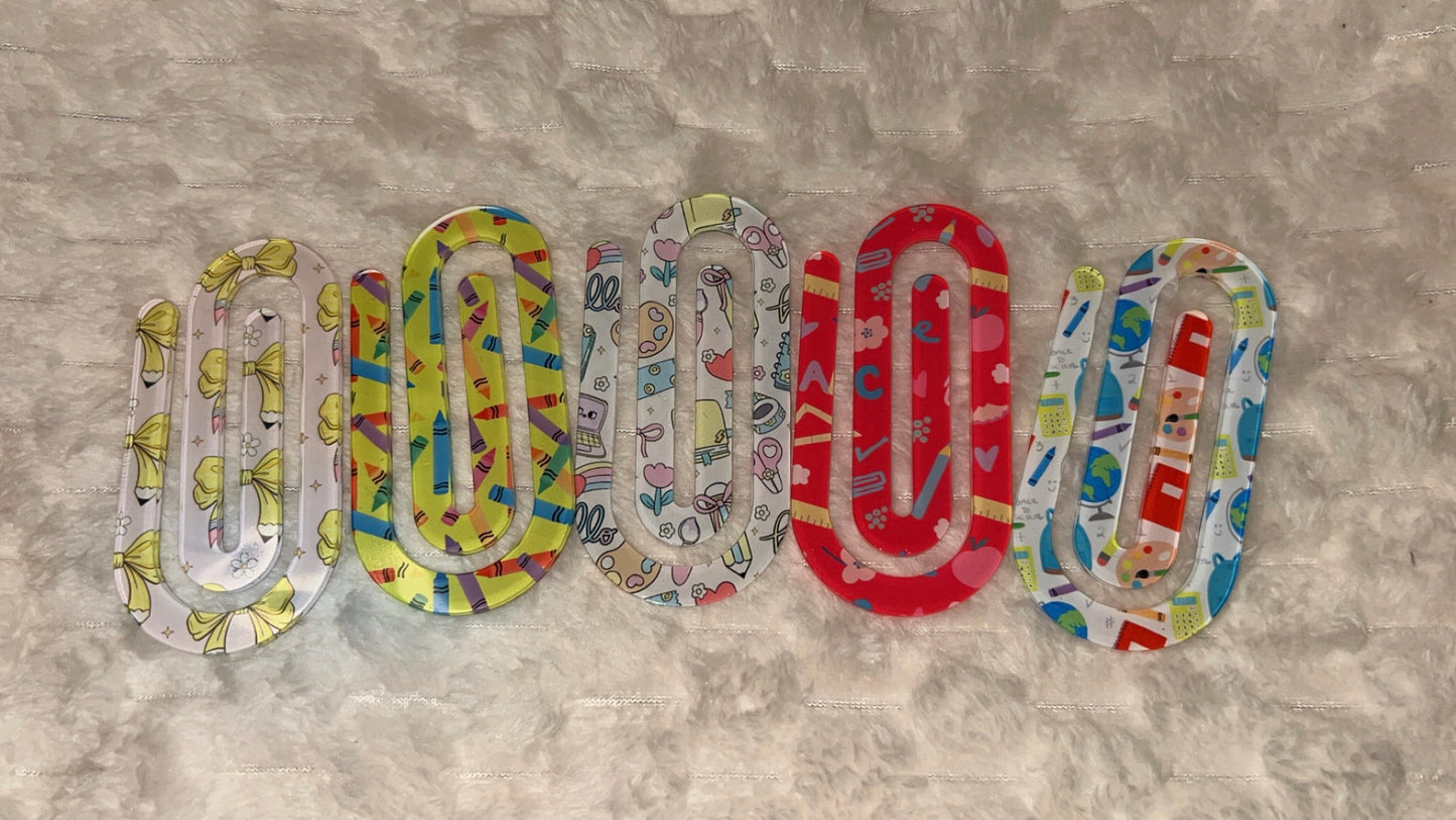 Jumbo School Theme Paper Clip Bookmark