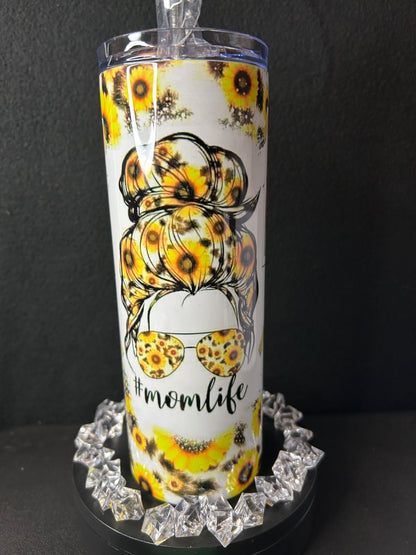 Sunflower Momlife 20oz Skinny Tumbler