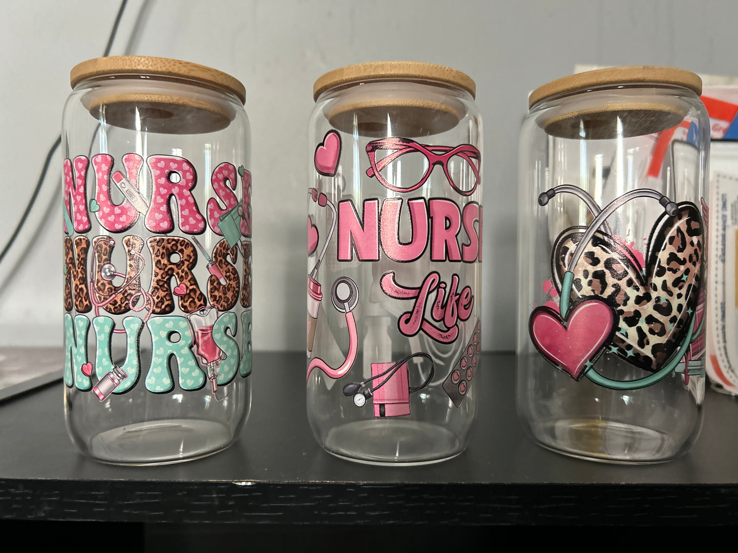 Nurse Theme 160z Libbey glass