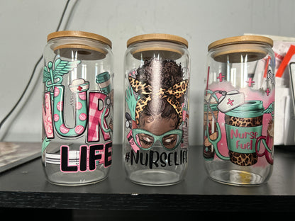 Nurse Theme 160z Libbey glass