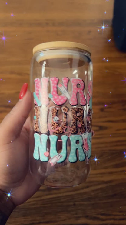 Nurse Theme 160z Libbey glass