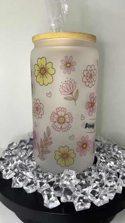 Mom Holding Kids Hand 16oz Libby Glass