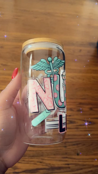 Nurse Theme 160z Libbey glass