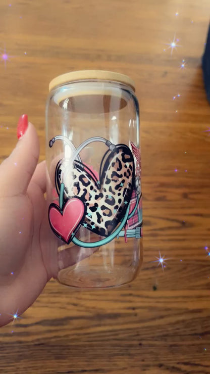 Nurse Theme 160z Libbey glass